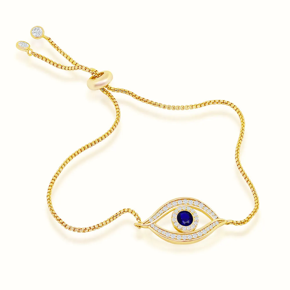 Women's Vermeil Micro Diamond Blue Evil Eye Bracelet